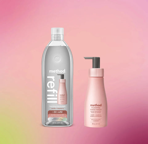 foaming hand wash starter set - vanilla + raspberry, 38 fl oz