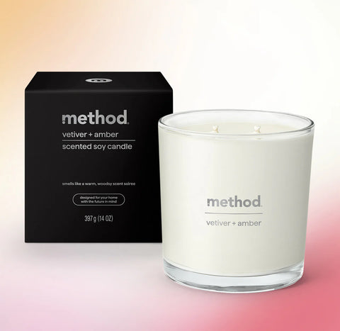 premium soy candle - vetiver + amber, 14 oz