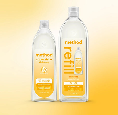 super shine liquid dish soap starter set - coastal citron, 64 fl oz