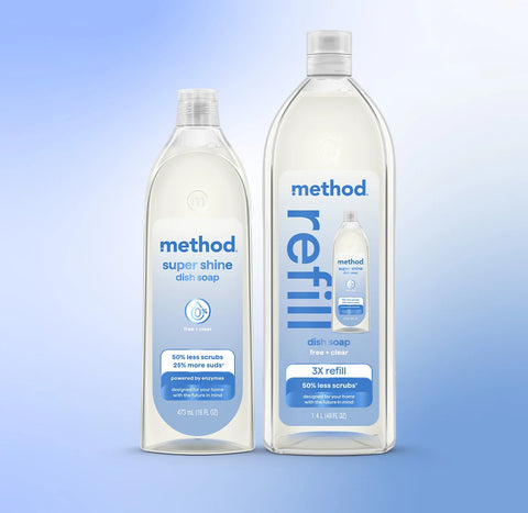 super shine liquid dish soap starter set - free + clear, 64 fl oz