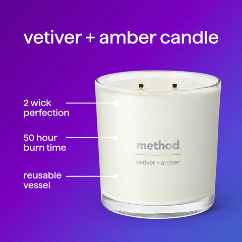 premium soy candle - vetiver + amber, 14 oz